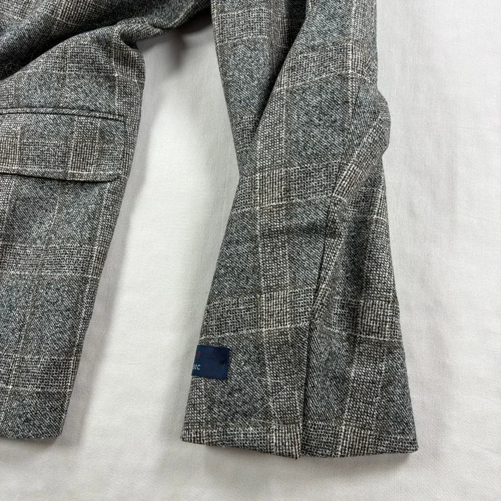 Brooks Brothers Blazer Mens 48R Gray Checkered Wool Vitale Barberis Canonico